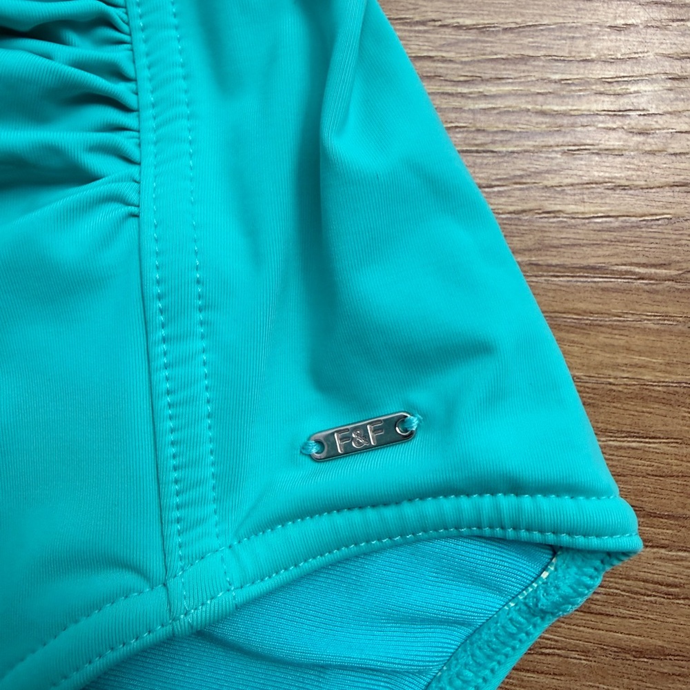 F&F Turquoise Ruched One-Piece Swimsuit - Picture 4 of 5